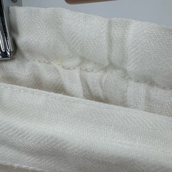 Free People White Paperbag High Waist Belted Linen Pant Womens Large Tapered Leg - Picture 4 of 10